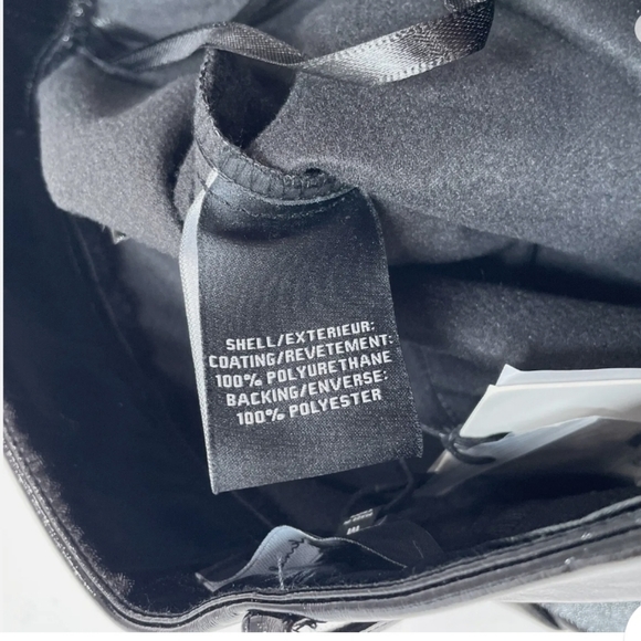 NWT • SEVEN FOR ALL MANKIND • Shiny Black Cropped Faux Leather Wide Leg Pants - Picture 7 of 8